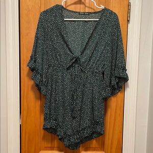 Green Polka Dot Women's Romper